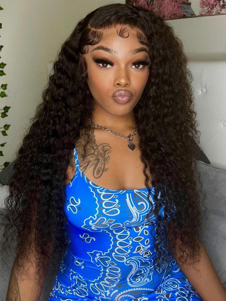Glueless Invisible 250% Super Full Density Curly Human Hair HD Lace Clsosure Wigs