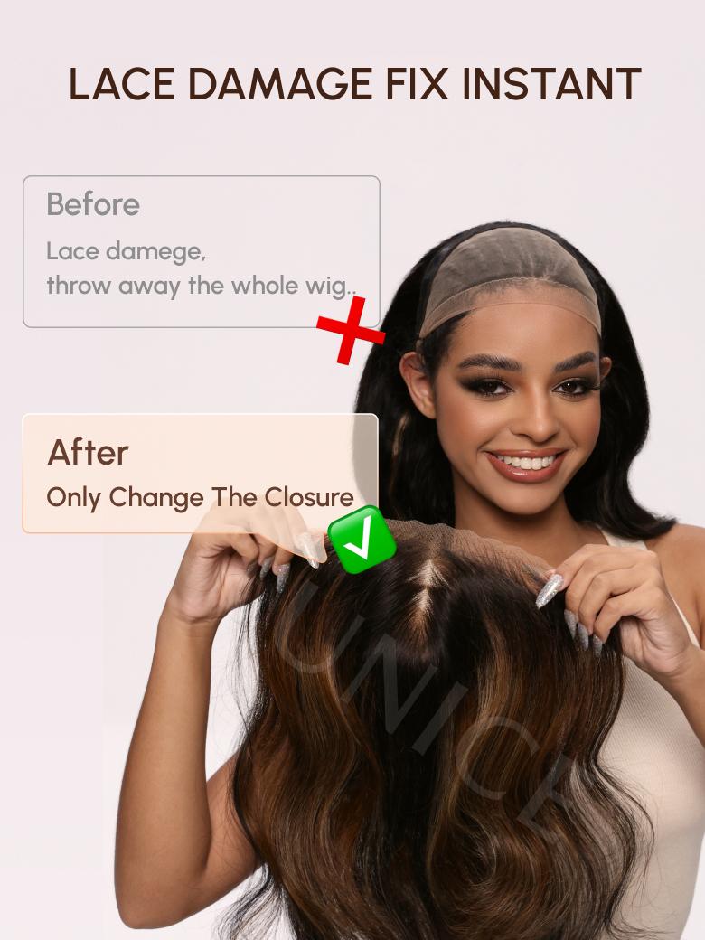 Magic Lace Wig Black to Chestnut Brown Ombre Body Wave With Optional 7x5 Replaceable Lace Closure