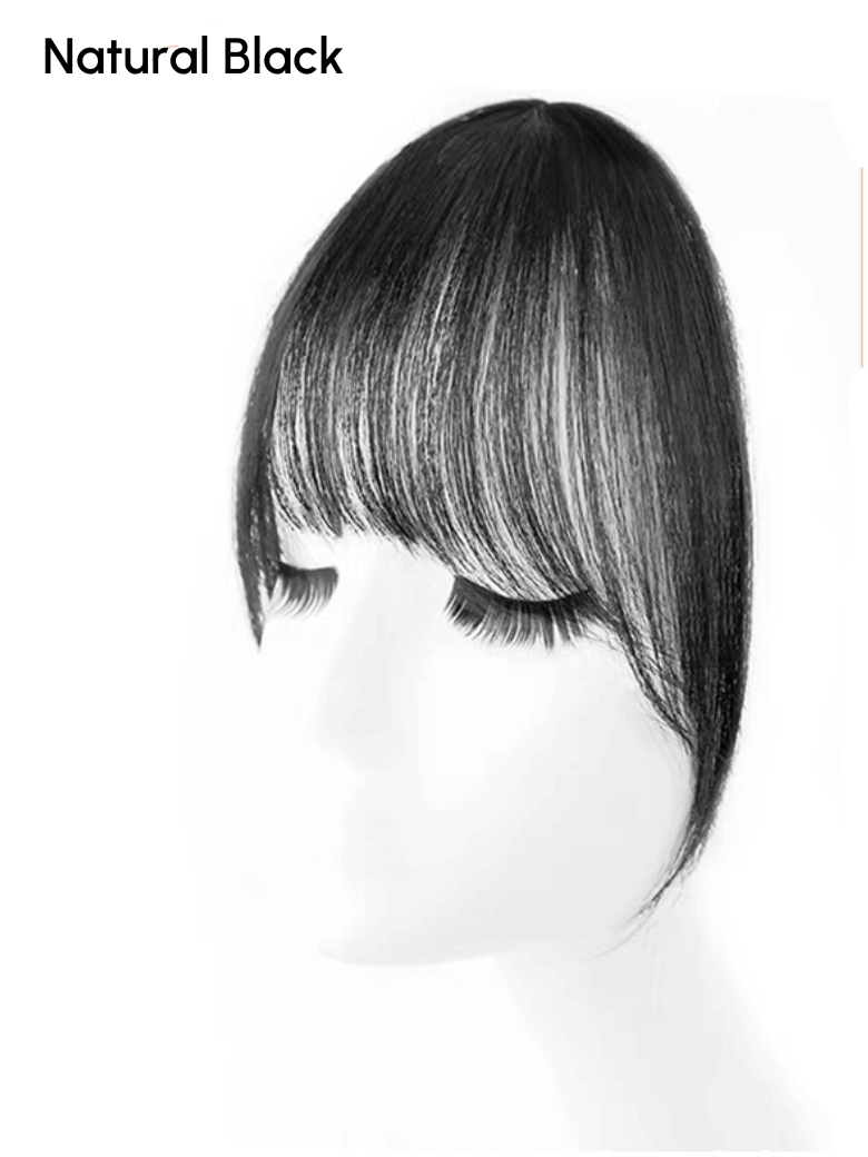 Hand-Made Dark Brown Straight Clip In Bangs With Temples