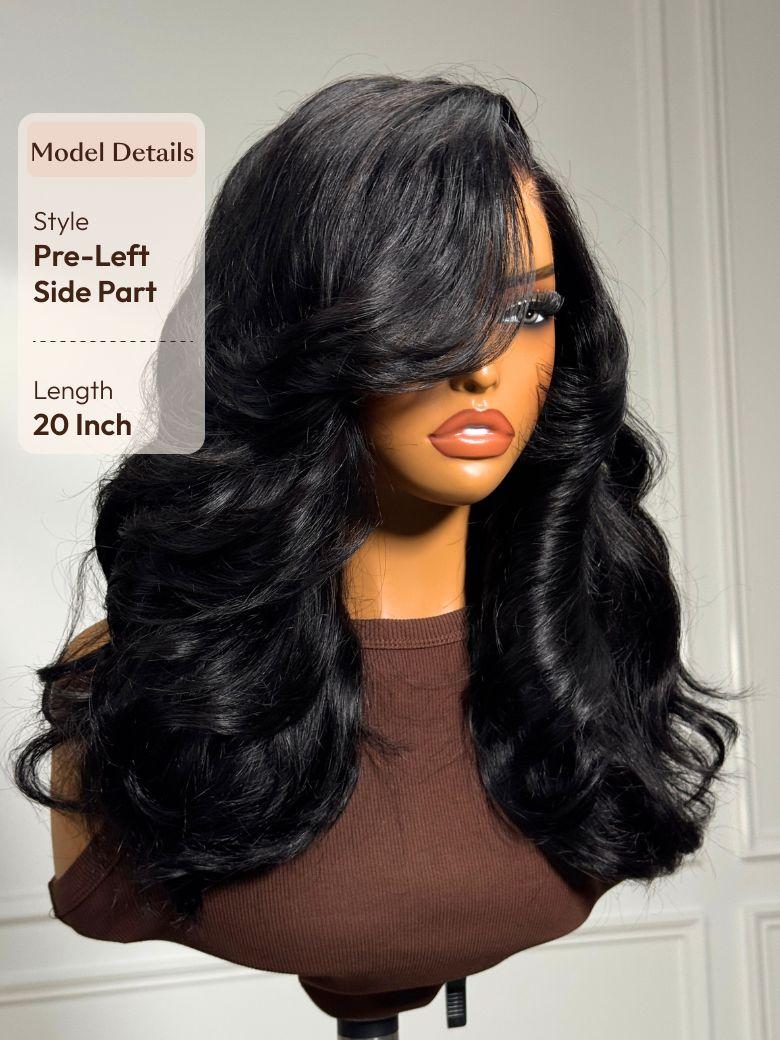 Bye-Bye Slip? Wig Feathered Layer Left Side Part 200% Density Wig with Secure Silicone Strips and Drawstring