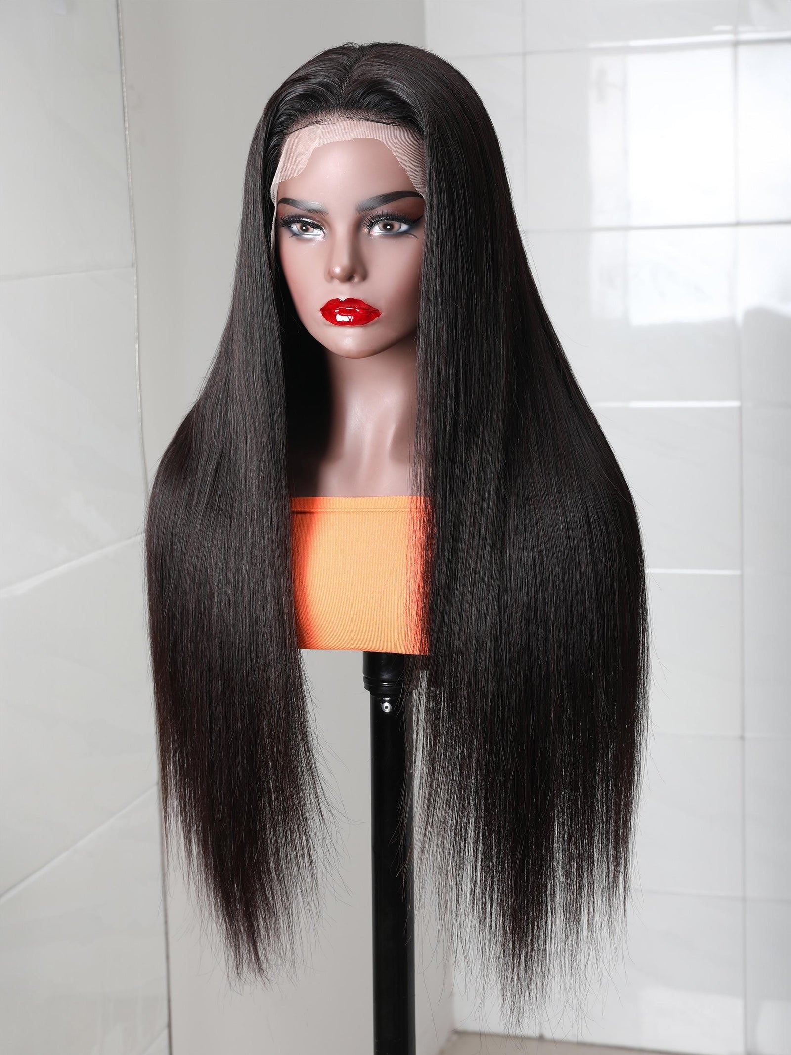 40 Inch Body Wave HD Invisible Glueless Lace Front Human Hair Wigs 13x4 Natural Color Pre Plucked