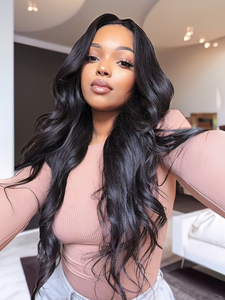 U Part 100% Real Huma Hair Leave Out Body WaveWig Natural Color