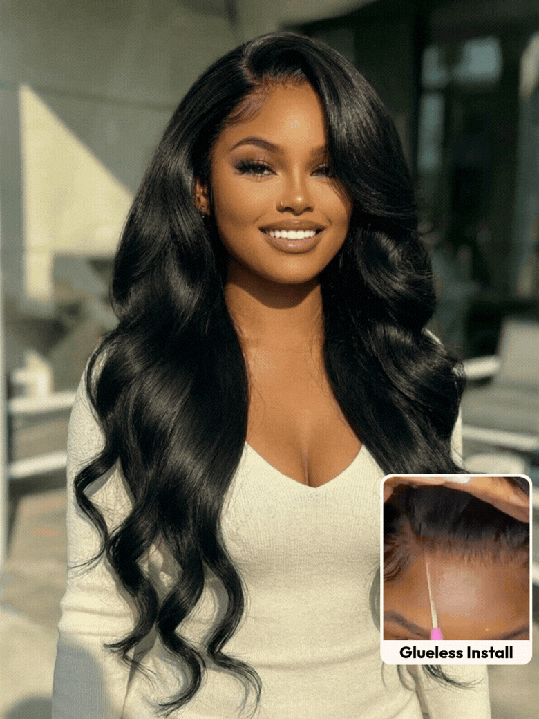 13x4 Pre-Everything? Wig With Loose Wave Face-Framing Layers And Side-Swept Bangs With Invisible drawstring