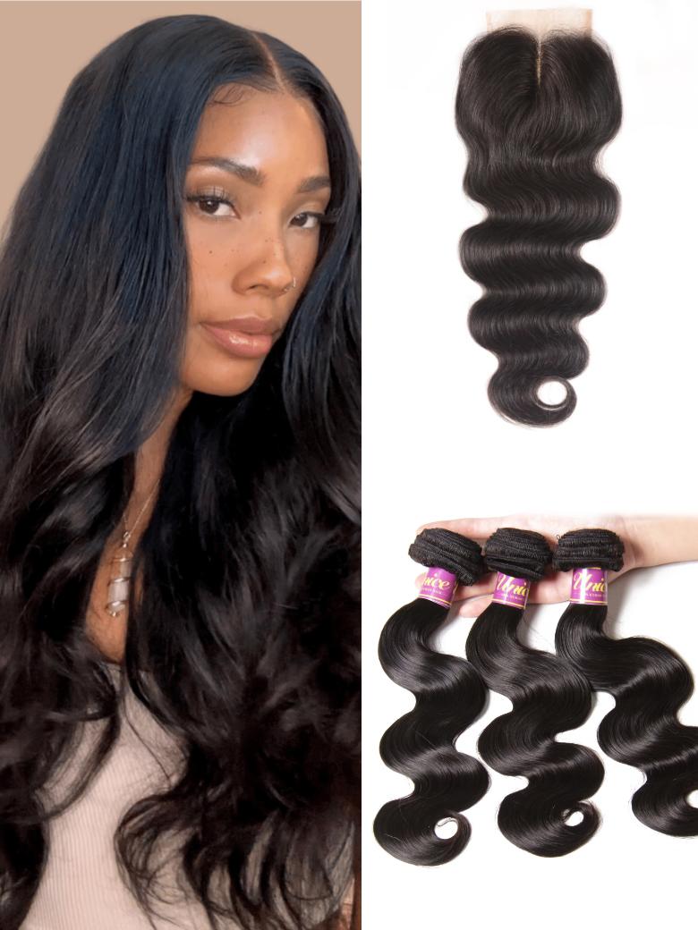 Body Wave 5x5 Lace Closure with 3 Bundles Human Hair