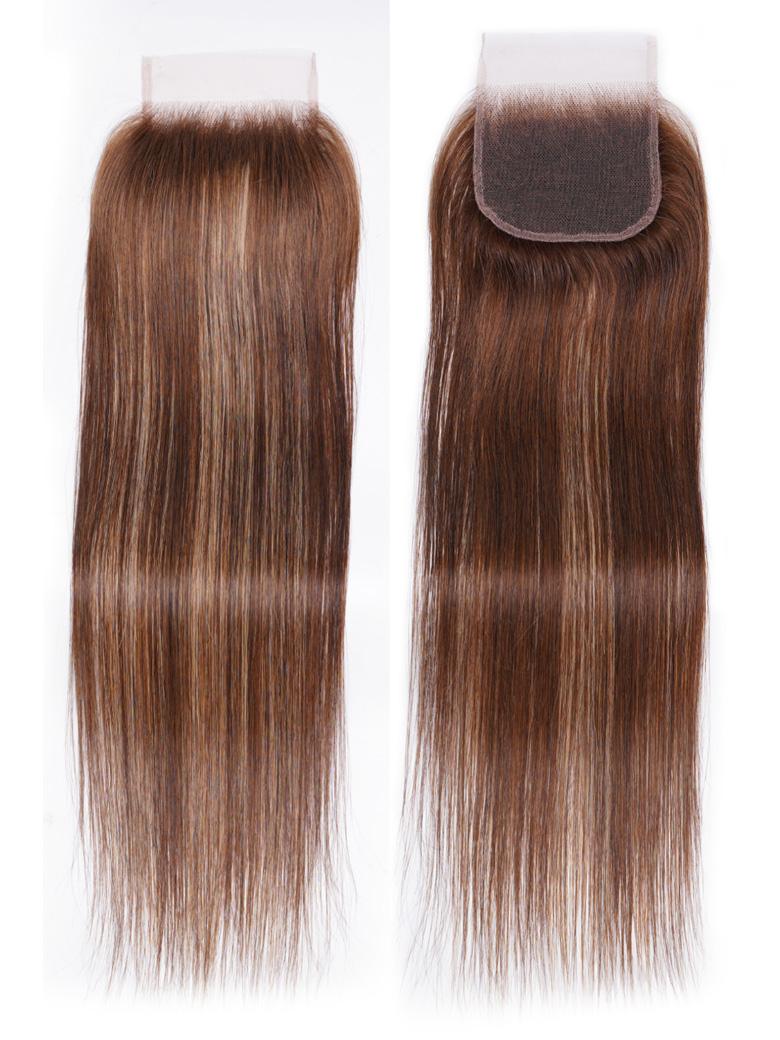 Honey Blonde Piano Highlighted Straight 3Pcs Bundles With Closure Deal