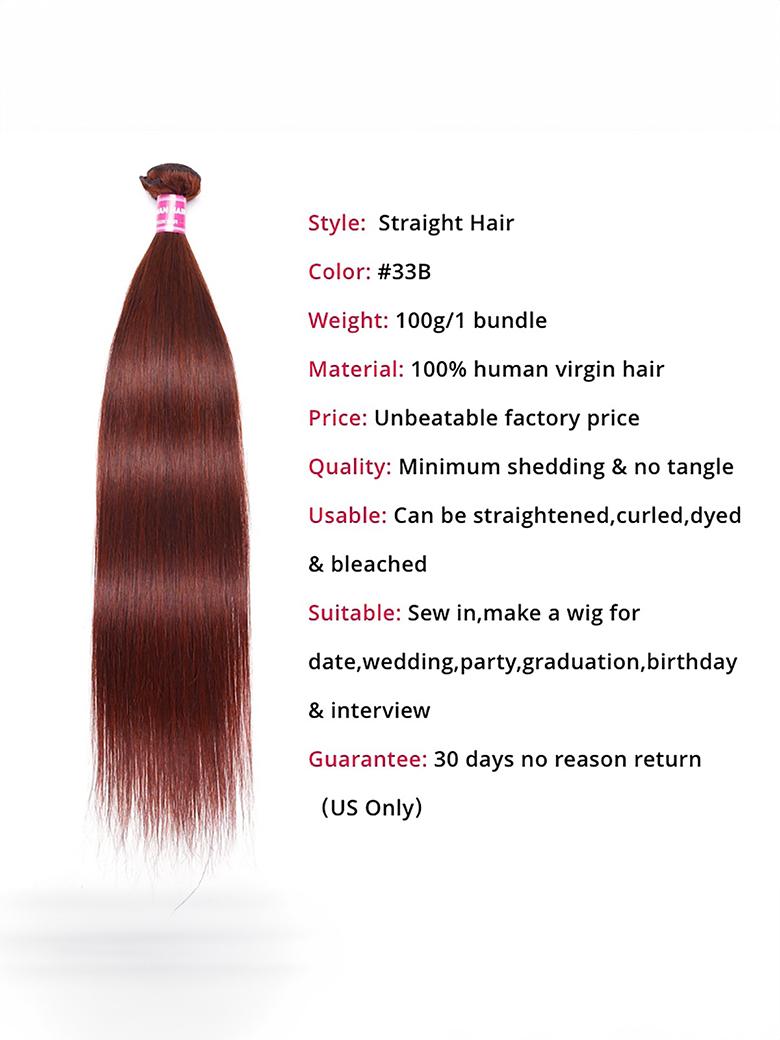Vibrant Reddish Brown Silky Straight 4Pcs 100% Remy Human Hair Bundles Deal