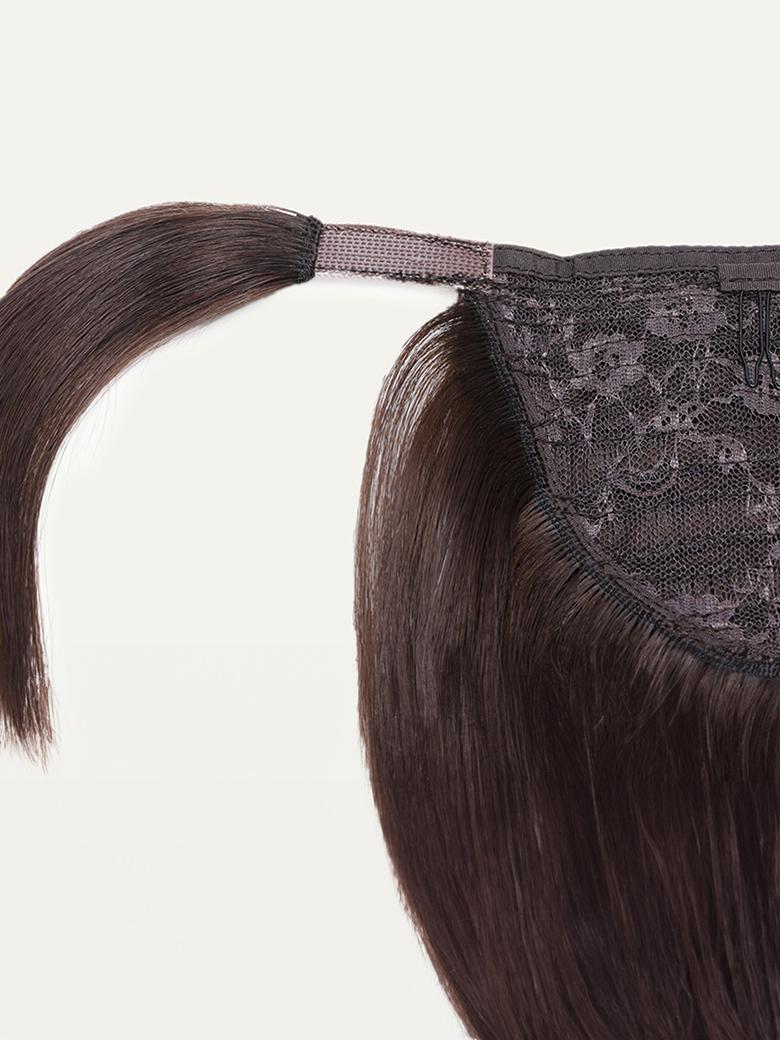 Clip In Ponytail Mocha Brown Straight Human Hair Extension