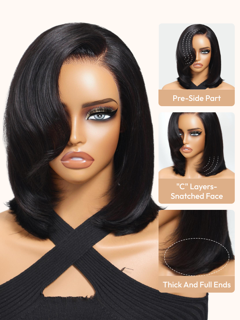 Bye-Bye Knots? 7x5 Lace Side Part Layered Wig With Side-Swept Bangs with Invisible drawstring