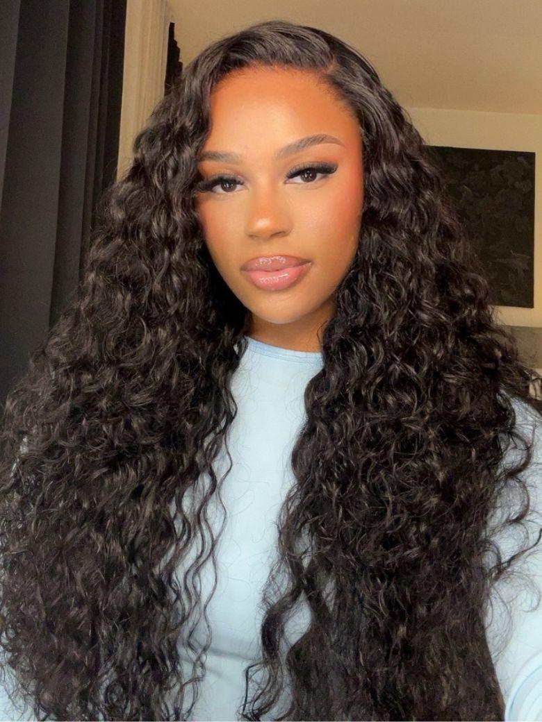 13x4 HD Lace Frontal Raw Human Hair Water Wave 200% Density Wig