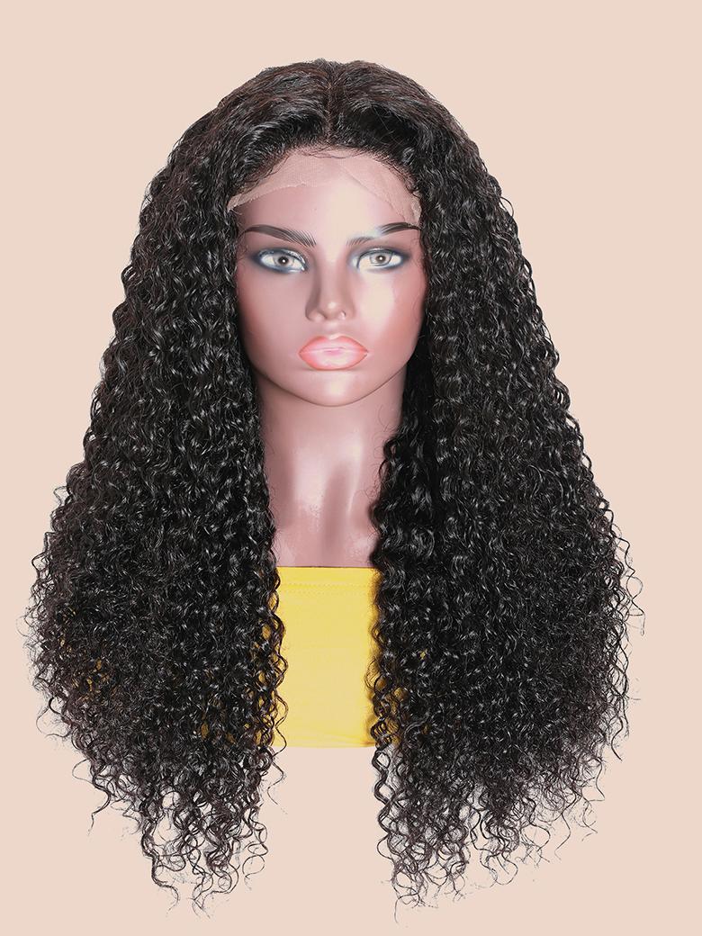 5x5 Pre Cut Undetectable Lace Super Natural Put On And Go Glueless Curly Black Air Wig 150% Density Weekend Sale