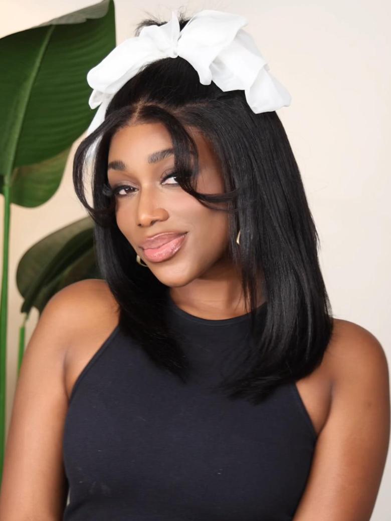 13x4 Lace Frontal Black Yaki Bob Pre-Everything Wig