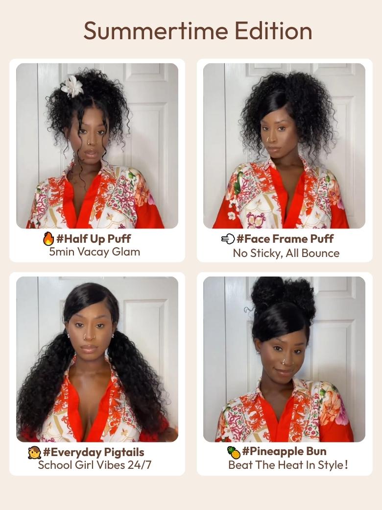13x4 Pre-Everything? Lace Frontal Natural Black Bouncy Water Wave Curly Wig Perfect For Summer Look