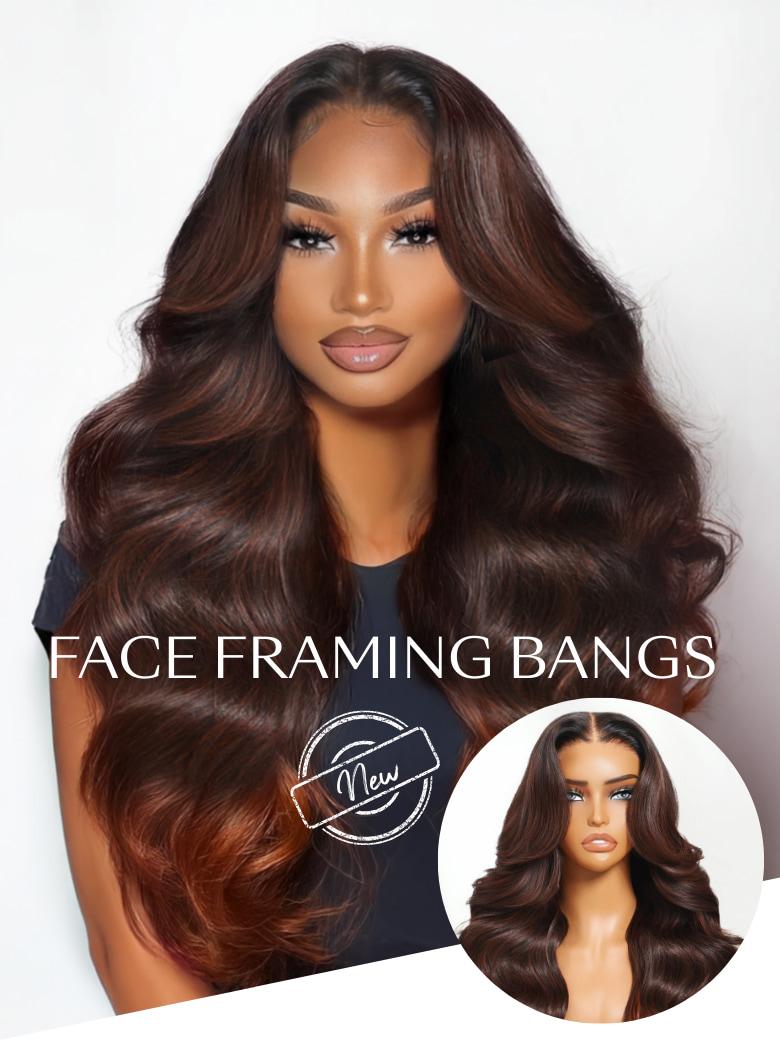 13x4 Pre-Everything? Lace Frontal Brown to Red Ombre Loose Wave Wig With Face Framing Layers
