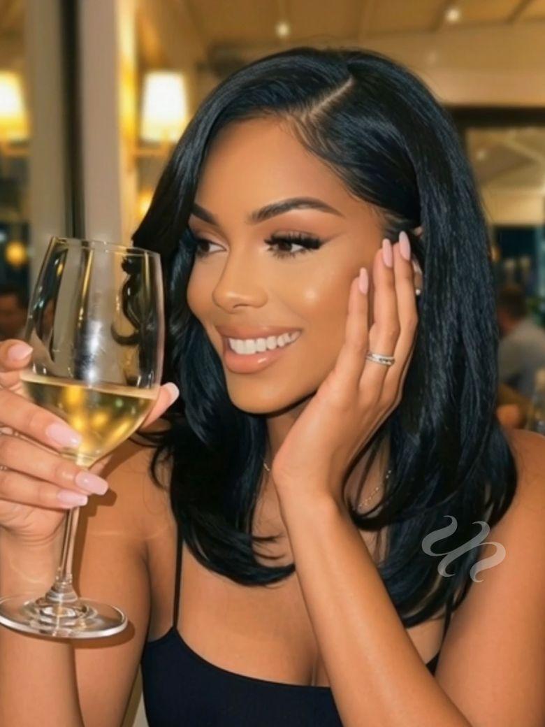 Bye-Bye Knots 7x5 Lace Pre Side-Part Yaki Straight Wig with Blowout Feathered Layers