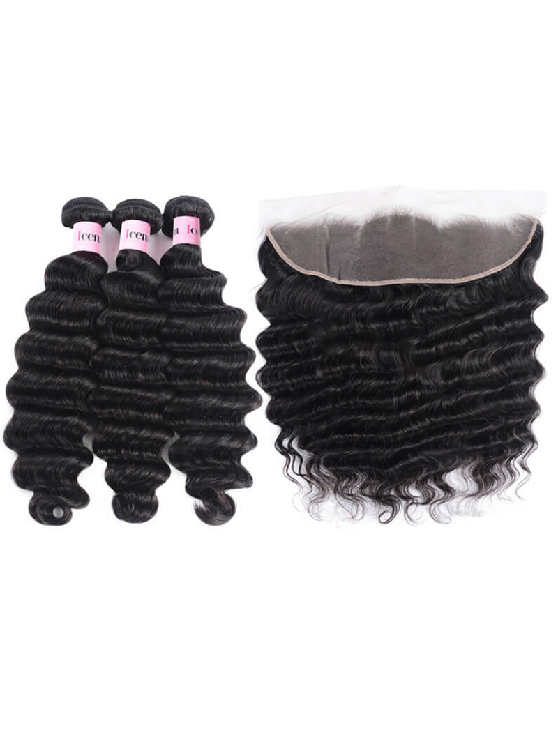 Hair 3 Bundles Loose Deep Wave Virgin Human Hair With Frontal