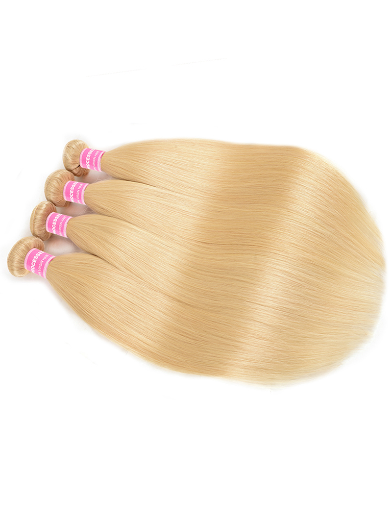 4PCS 613 Blonde Hair Weave Bundles Straight Virgin Human Hair