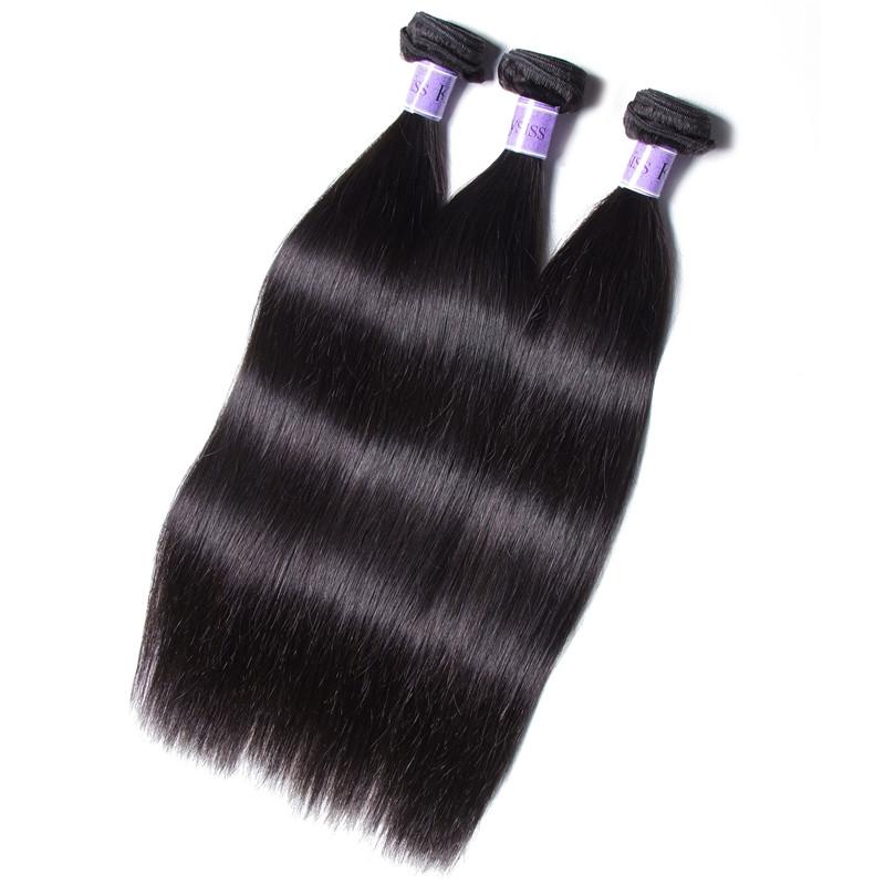 Peruvian Straight Hair 3 Bundles deals with Lace closure Kysiss Series