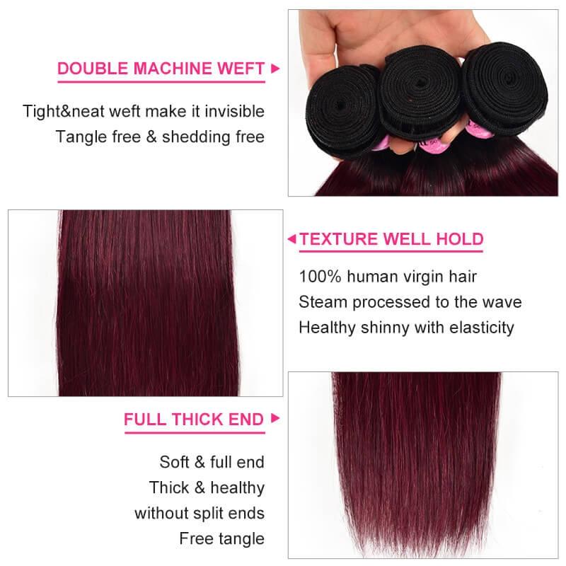 Silky Straight Hair 3 Bundles Ombre Tb99J Human Hair Weave Icenu Series
