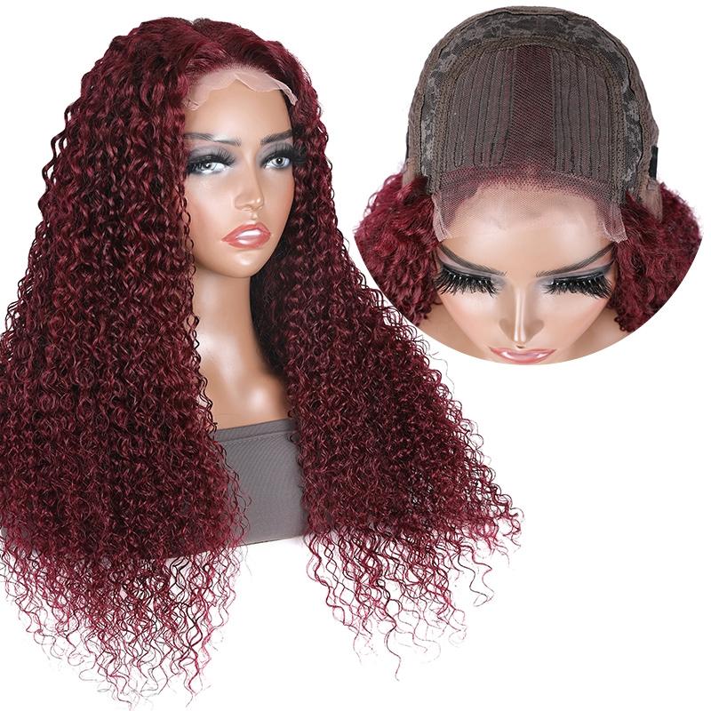 99j Hair Color Curly Lace Part Human Hair Wig
