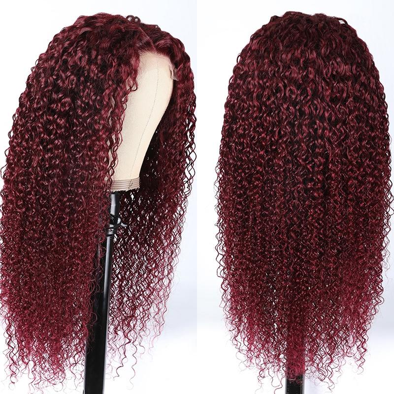 99j Hair Color Curly Lace Part Human Hair Wig
