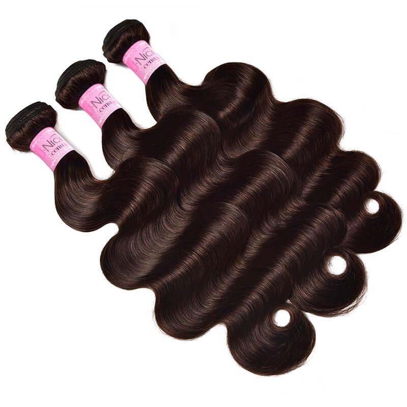 Dark Brown/Medium Auburn Body Wave Human Hair Weave 3 Bundles Virgin Remy Hair Wefts Bundles Icenu Series