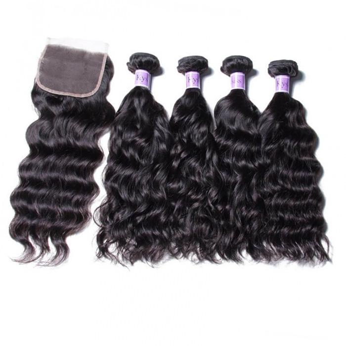 Brazilian 4pcs Natural Wave Virgin Hair With Closure Kysiss Series