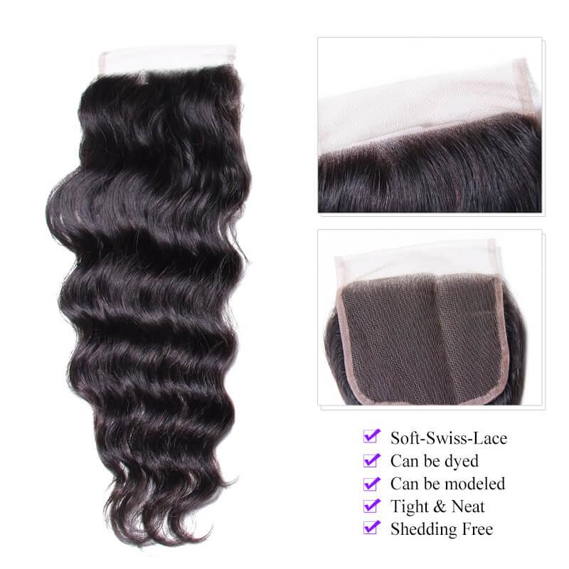 Good Natural weave 4 Bundles Virgin Hair With Closure Kysiss Series