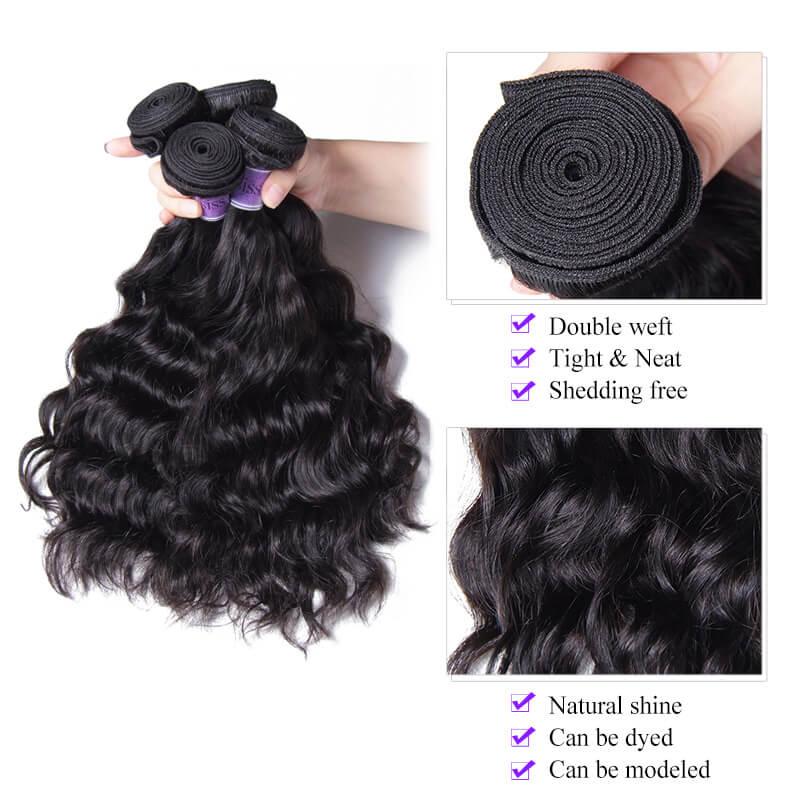 Good Natural weave 4 Bundles Virgin Hair With Closure Kysiss Series