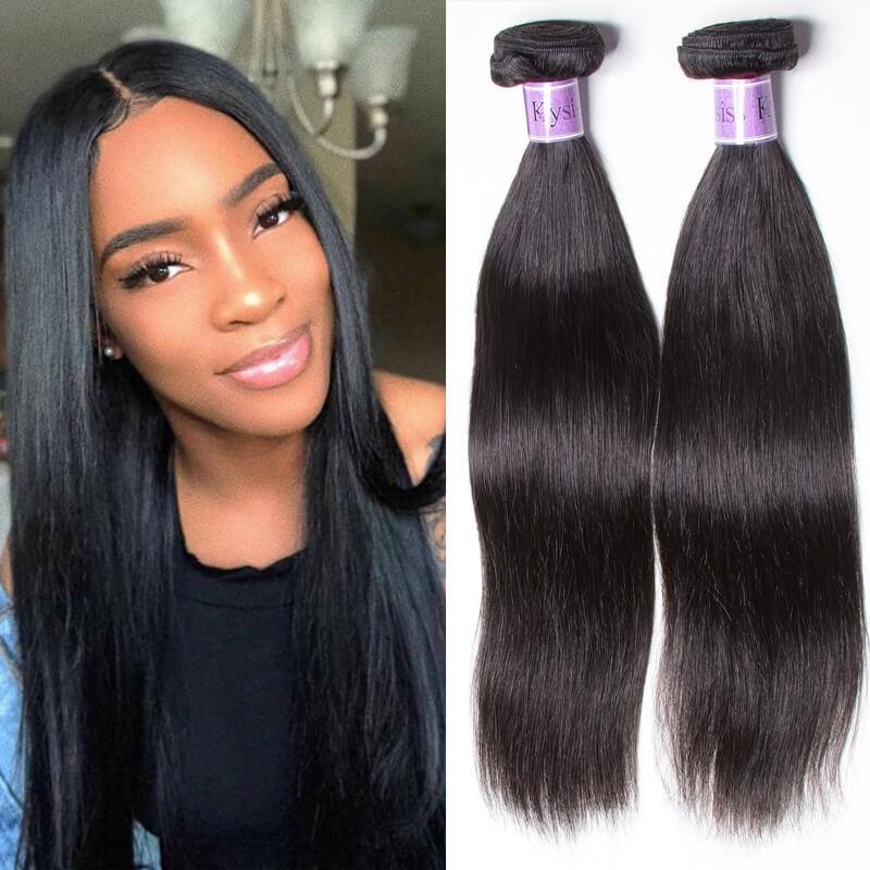 Peruvian Straight Hair 3 Bundles deals with Lace closure Kysiss Series