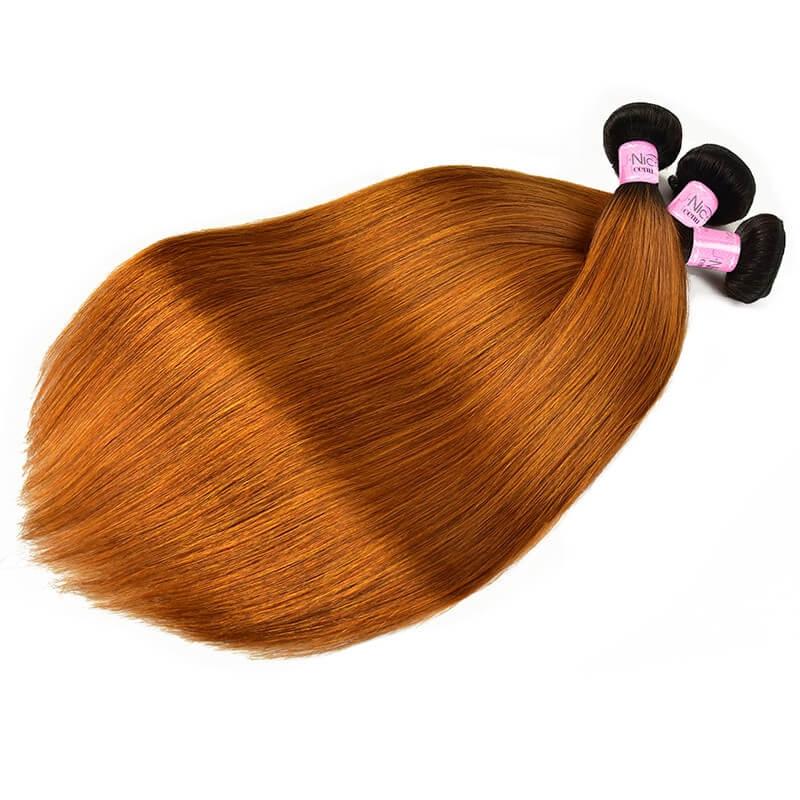 Ombre TB30 Straight Human Hair New Pre Colored Remy Human Hair Weave 3 Bundles Ombre Hair