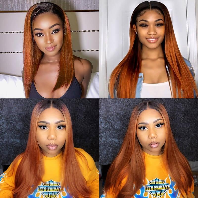 Ombre TB30 Straight Human Hair New Pre Colored Remy Human Hair Weave 3 Bundles Ombre Hair