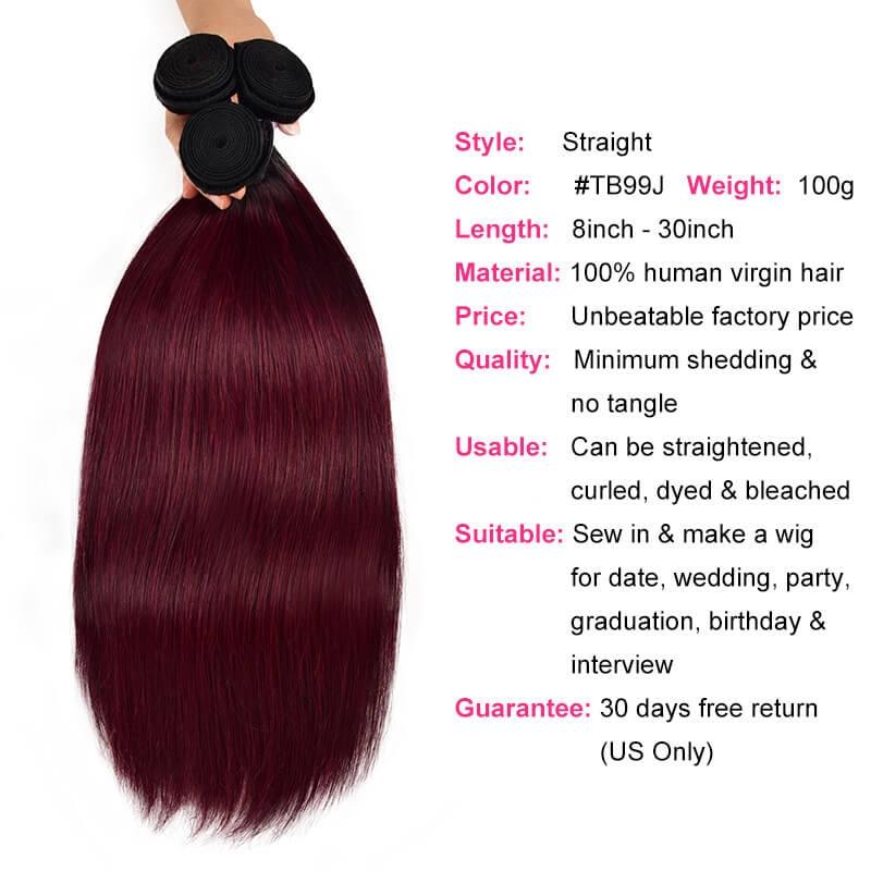 Silky Straight Hair 3 Bundles Ombre Tb99J Human Hair Weave Icenu Series