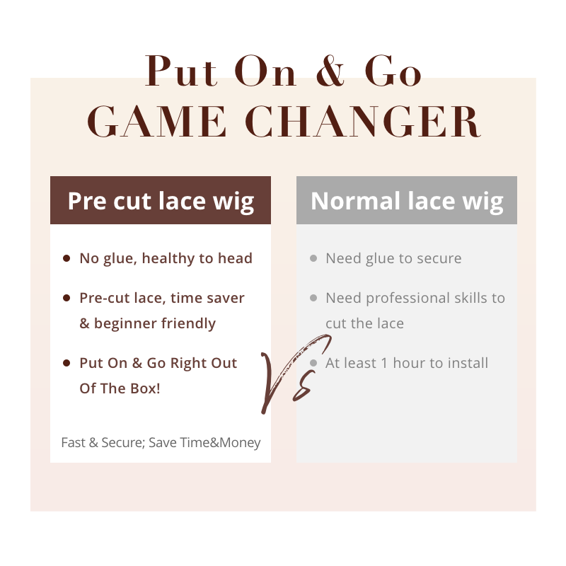 Put On And Go Pre Cut Lace 6x4.5 Closure Red Brown Curly Glueless Wig With Breathable Cap Air Wig