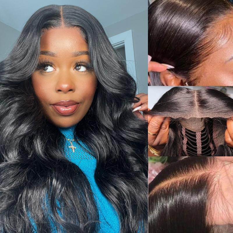 Glueless Body Wave Wig 6x4.5 Put On And Go Pre-cut Lace Closure Wig Breathable Cap One Step Install Natural Black