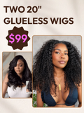 Petaluxe [TWO 20" Wigs] 13x4 Pre-Everything Loose Wave 200% Density With Drawstring 20 Inch & 200% Density V Part Jerry Curly 20 Inch