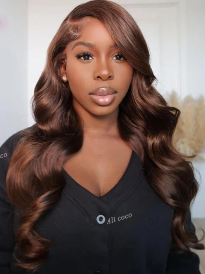Petaluxe 13x4 Lace Front Hot Chocolate Brunette Body Wave Wig