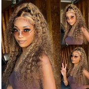 Sunflower Color Honey Blonde Highlighted 13x4 Transparent Lace Front Water Wave Wig