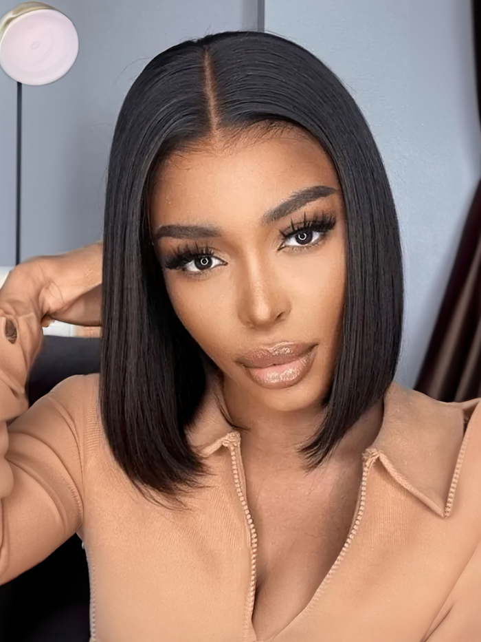 Petaluxe HD Lace 5x5 Closure Bob Glueless Wig Pre-Plucked and Bleached Ready To Wear