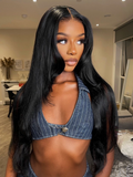 Petaluxe [22"=$129] 7x5 Bye Bye Knots Glueless Lace Wig Black Yaki Wig Bleached Knots 150% Density with Baby Hair