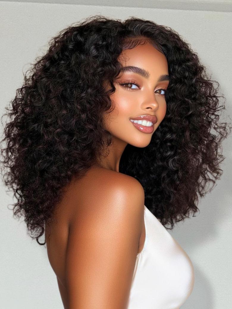 13x4 Pre-Everything? Lace Frontal Black Side Part Jerry Curly Wig