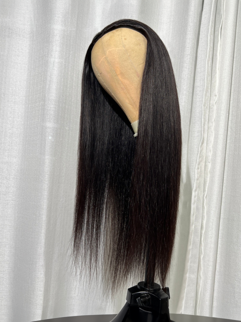 Straight Black Half Wig With Versatile Style And Easy Install