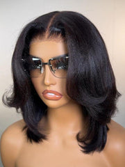 7x5 Bye Bye Knots? & 13x4 Pre-Everything? & 5x5 HD Lace Wig Glueless Lace Black Yaki Bob Bleached Knots Wig