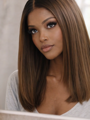 Bye-Bye Slip 7x5 & 13x4 Lace Black to Chestnut Brown Ombre Yaki Bob Wig