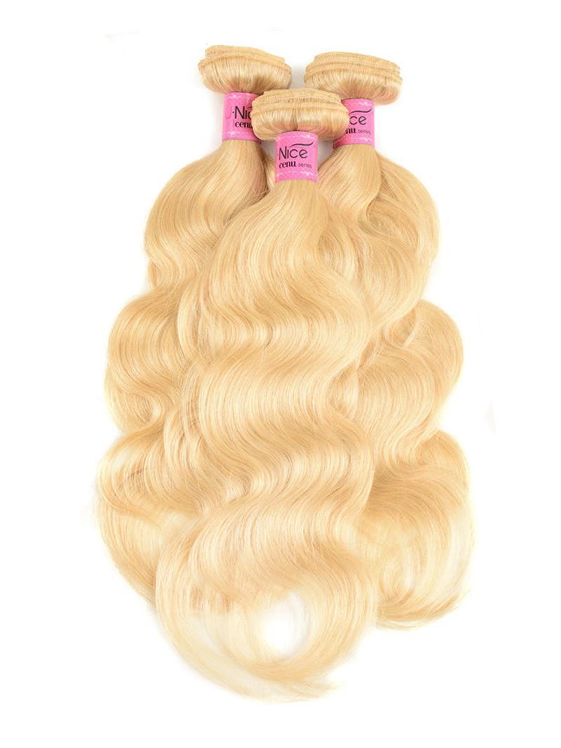 100% Virgin Human Hair 3PCS 613 Blonde Color Body Wave With 4x4 Lace Closure