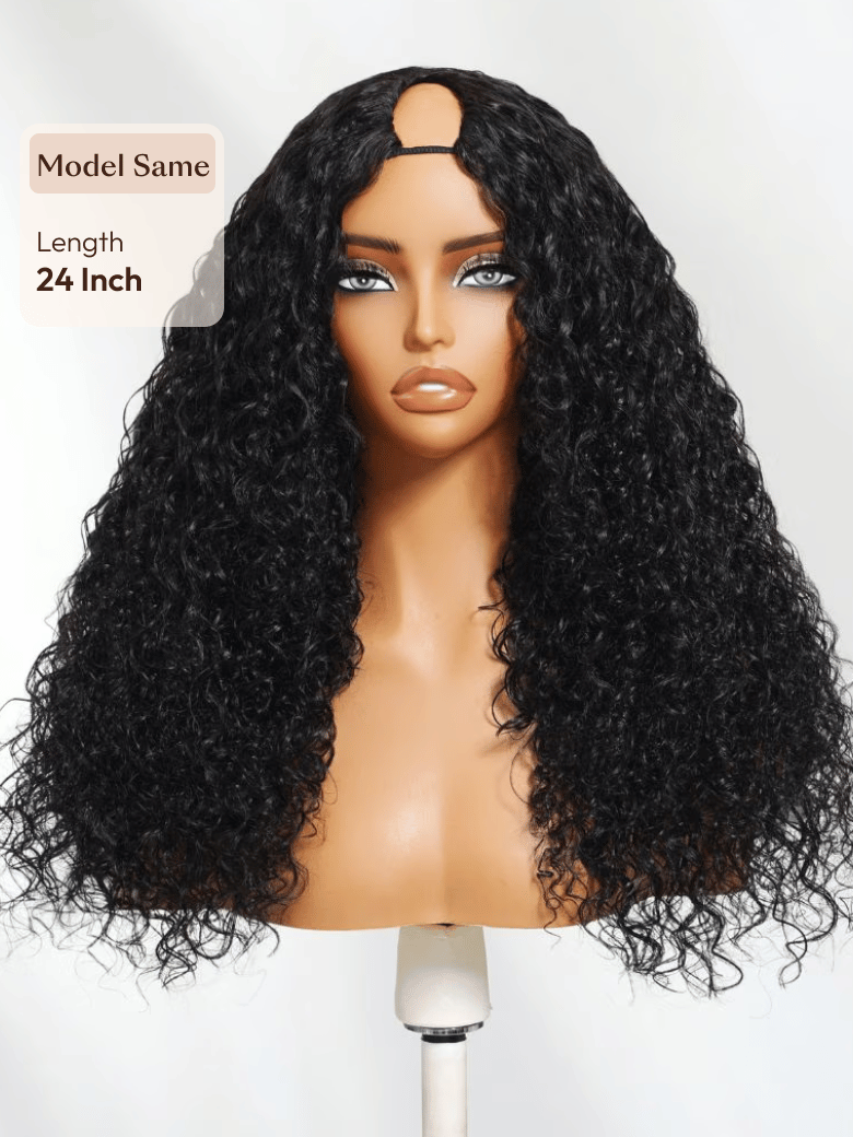 EasiContour? V Part Black to Chestnut Brown Jerry Curly Drawstring Wig