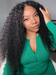 [24"=$159] 13x4 Transparent Lace 4C Baby Hair Curly Black Natural Wig