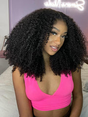 [24''=$129] 7x5 Bye Bye Knots? Glueless Lace Red Blonde Highlights Loose Wave & Natural Black Kinky Curly Wig