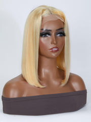 Short 613 Blonde Bob Wig Human Hair 4x4 Transparent Lace Closure Wig