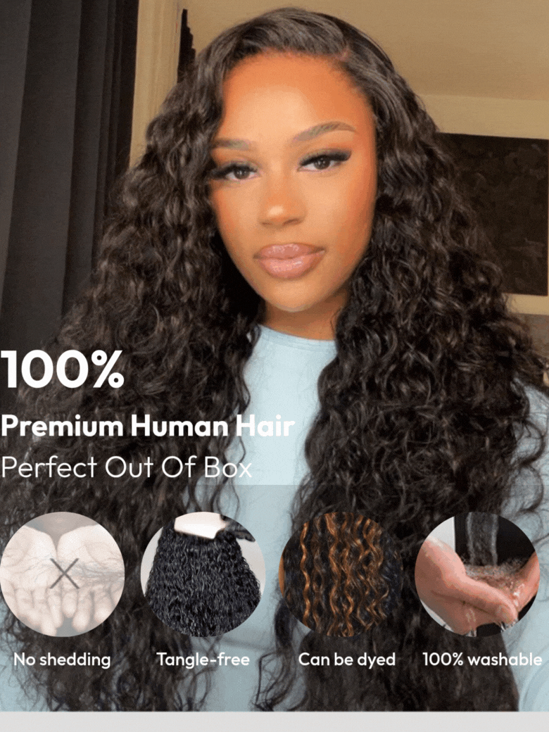 13x4 Pre-Everything? Natural Black Micro Water Wave Wig with Invisi Drawstring