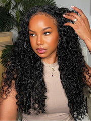 Hair Curly Human Hair 3 Bundles With T Part Lace Closure Virgin Hair Curly Bundles With Closure Full Head Natural Black